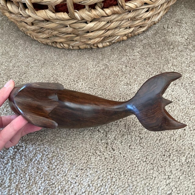 Vintage Hand-Carved Iron Wood Sea Lion Mid-Century Modern Carving Animal Coastal For Sale - Image 4 of 8