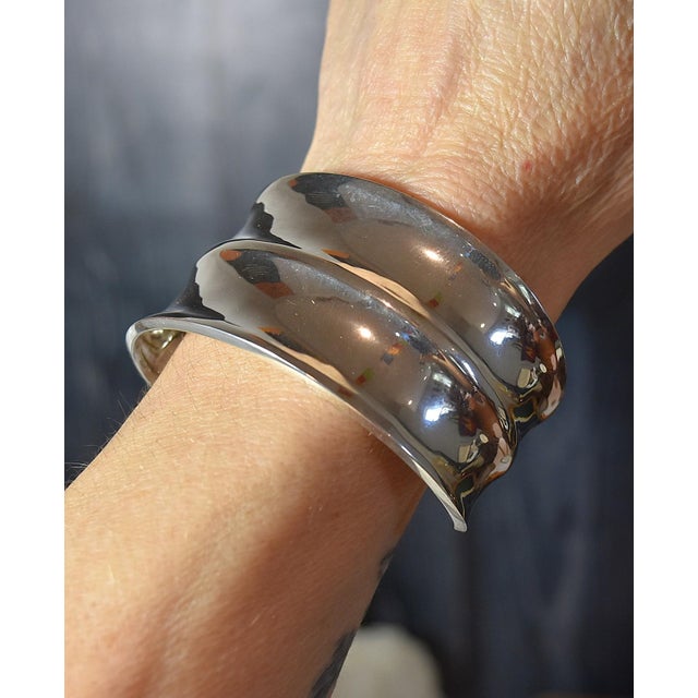 Vintage Mod Style Wide Sterling Silver Cuff Bracelet Great modern design on this artisan made cuff. Crafted in solid...