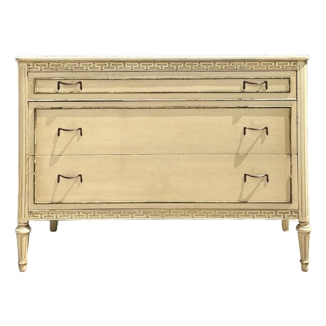 Vintage Distressed Greek Key Chest of Drawers For Sale