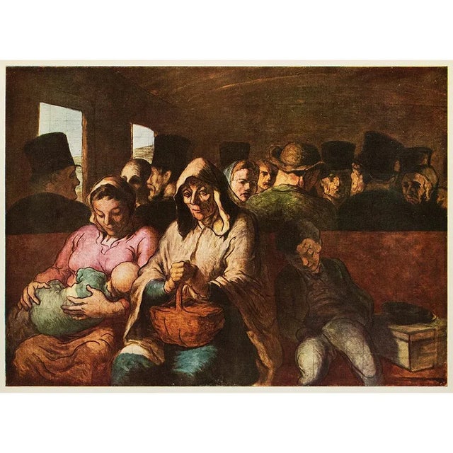 Circa 1950s After Honoré Daumier "The Third-Class Compartment" Vintage Full Color Print For Sale In Dallas - Image 6 of 6