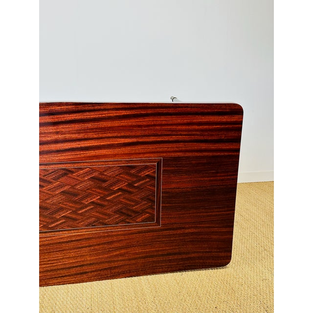 French Modern Dining Table in Marquetry Macassar Ebony, 1950s For Sale - Image 16 of 17