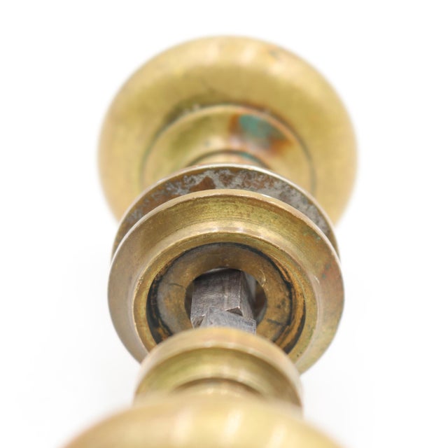 Vintage 1.75 In. Plain Brass Passage Door Knob Set For Sale - Image 6 of 6