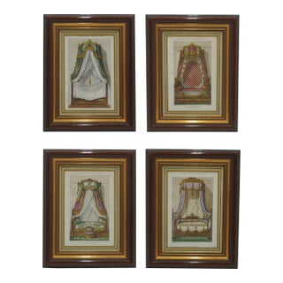 Set of 4 French 18th Century Hand Colored Engraving Etchings For Sale