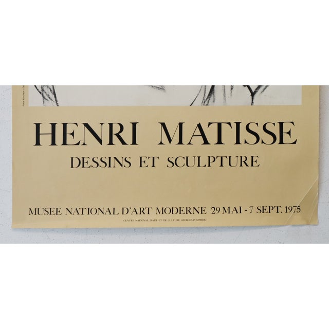 1975 French Exhibition Poster - Henri Matisse, Dessins Et Sculpture at Musée Nationale d'Art Moderne For Sale - Image 4 of 4