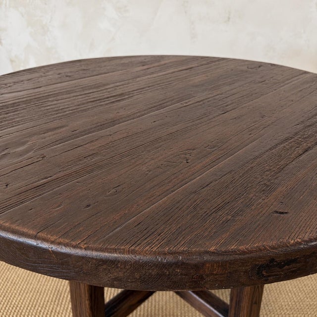 Wood Hana Dining Table in Reclaimed Elm Wood- Dark Walnut -by Bloom Home 42″ For Sale - Image 7 of 14