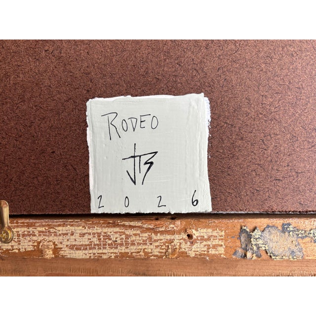 “Rodeo” Black Abstract Art in 1860's Antique Frame, Transitional Living Room Art by JTS For Sale - Image 10 of 10