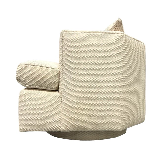 Textile 80's Directional Freshly Upholstered Swivel Chair For Sale - Image 7 of 10