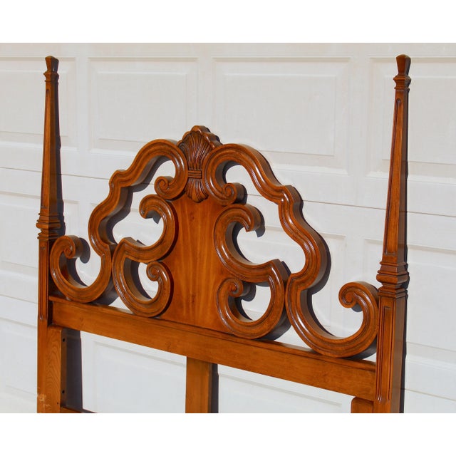 1970s Mid-Century Modern Walnut Queen Headboard by White Furniture Company – Vintage 1970s Solid Wood American Made Bed Frame For Sale - Image 5 of 13