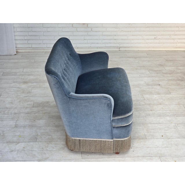 Vintage Danish Two-Seater Sofa in Furniture Velour and Beech, 1960s For Sale - Image 10 of 18