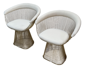 Eternity Modern Platner Style Arm Chairs, Pair