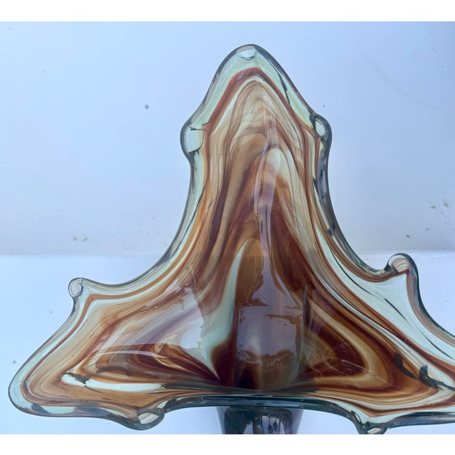 Mid-Century Modern Murano Style Hand Blown Slag Glass Swan Bowl For Sale In Palm Springs - Image 6 of 11