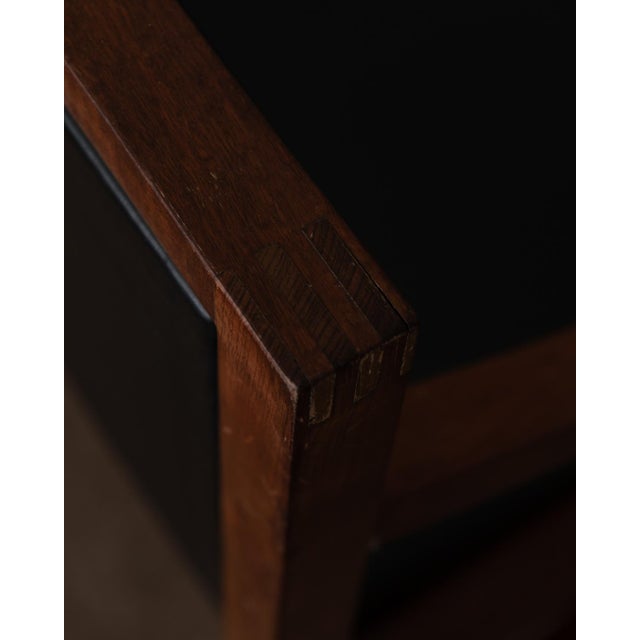 Vintage Scandinavian Style Wooden and Black Skai Leather Armchair, 1960s For Sale - Image 11 of 18