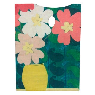 Vintage Painters Pallete with Floral Applique For Sale
