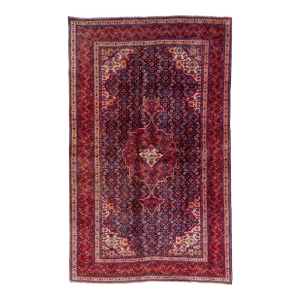 1960s Vintage Persian Bidjar Handmade Medallion Red Wool Rug