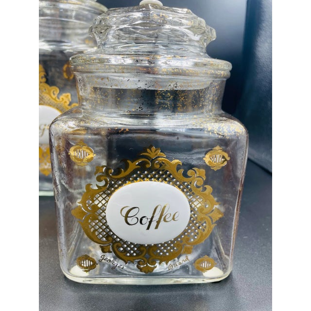 Mid 20th Century Mid 20th Century Georges Briard Glass Coffee, Tea & Sugar Canister Set- 3 Pieces For Sale - Image 5 of 13