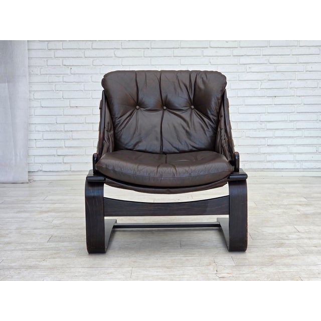 1970s Swedish Armchair in Leather by Åke Fribytter, 1970s For Sale - Image 5 of 18