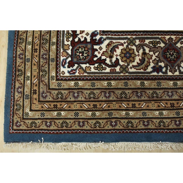 Tabriz Mahi Rug 10'1'' X 14'5'' Blue Wool Traditional Hand-Knotted Carpet For Sale - Image 12 of 15