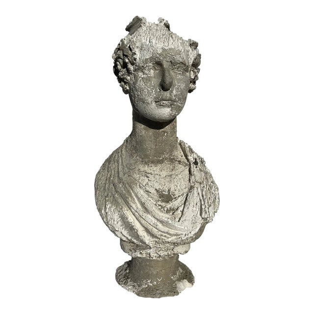 Antique Plaster Female Bust Sculpture For Sale