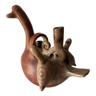 1970s Heron Martinez Pottery-Mexican Folk Art Bird Candelabra For Sale