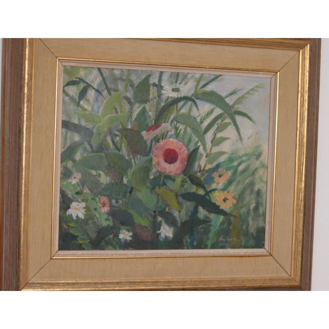 Original Swedish Oil on Panel – “Flowers” by Lars Boethius – Vintage & Framed – 68 × 60 cm (26.8" × 23.6") A vibrant...