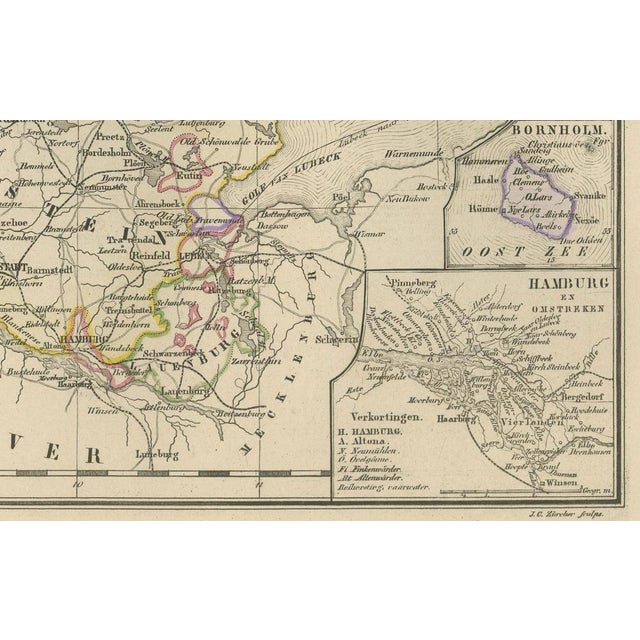 Late 19th Century Antique Map of Denmark, 1876 For Sale - Image 5 of 10