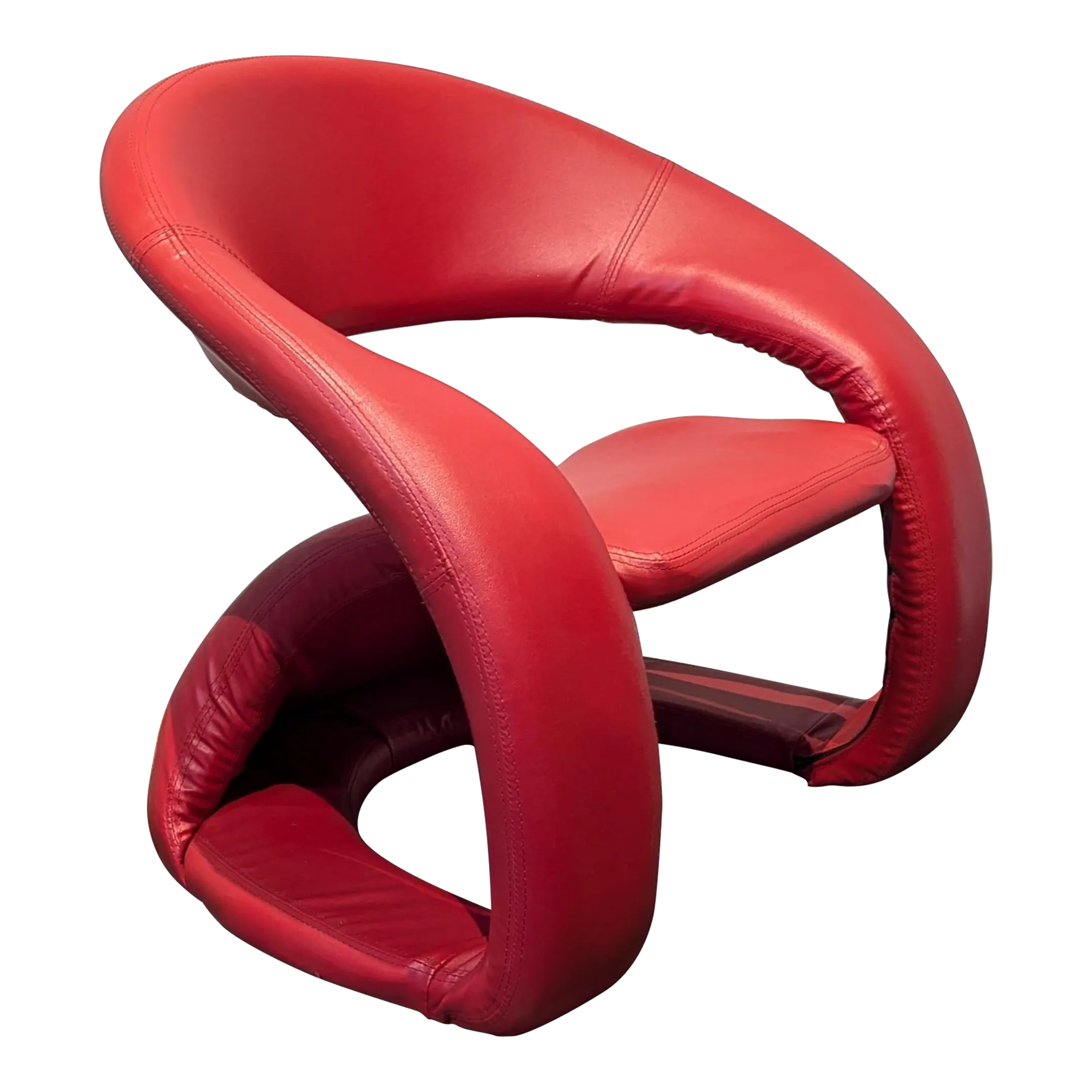 Jaymar Style Postmodern Cantilever Tongue Chair in Red | Chairish