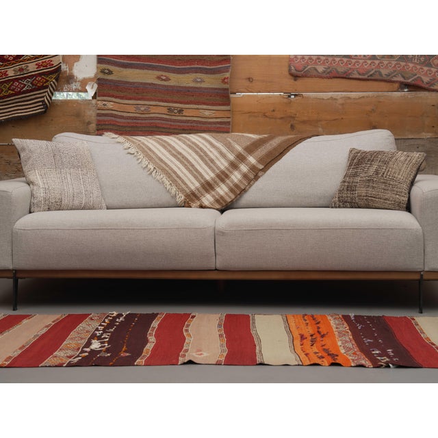 1970s Vintage Handmade Wool Cotton Red Runner Rug For Sale - Image 10 of 10