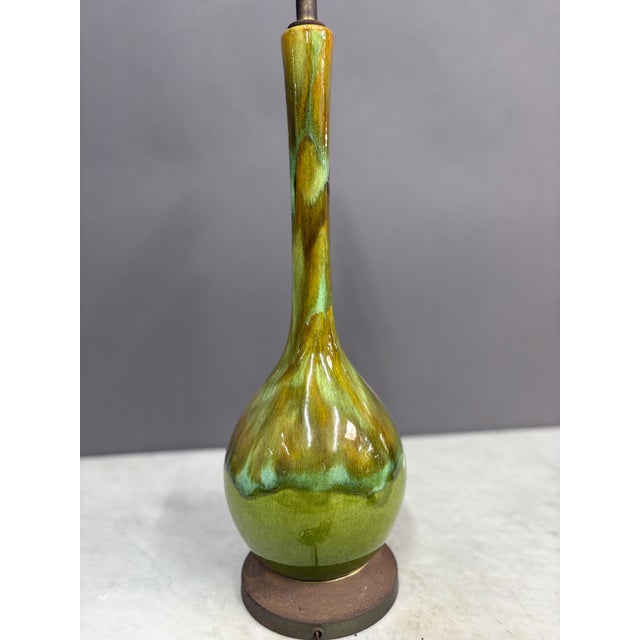 1960s 1960s Mid Century Modern Drip Glaze Ceramic Pottery Table Lamp For Sale - Image 5 of 6