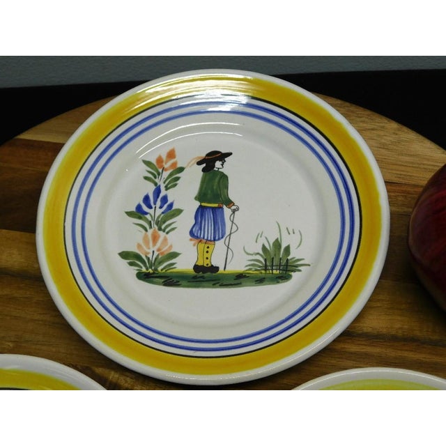 Henriot Quimper Vintage Henriot Quimper Faience Hand-Painted Plates - Set of 3 For Sale - Image 4 of 8
