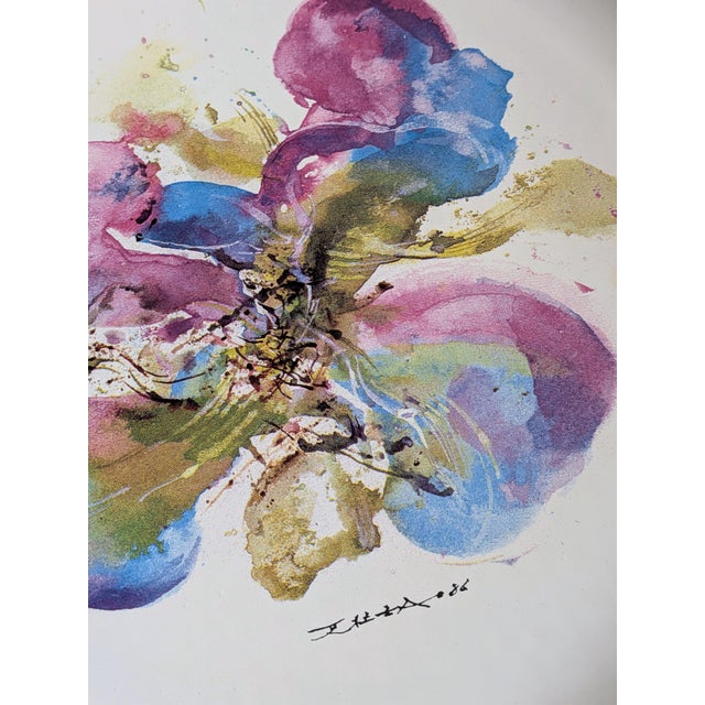 Ceramic Decorative Ceramic the Orchid Plate by Zao Wou-Ki, 1986 For Sale - Image 7 of 13