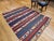 French Country Vintage Caucasian Kilim Rug, Handwoven Wool, Geometric Stripes, Blue & Ivory, 6' x 8' For Sale - Image 3 of 8
