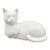 Vintage Dutch Glossy White Ceramic Cat Sculpture — Reclining Feline — Scandinavian Modern / Cottagecore For Sale