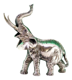 Miniature African Elephant Figure in Silver Revealed