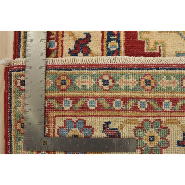 Kazak Runner 2’7” X 6’8” Red Wool Tribal Hand-Knotted Oriental Rug For Sale - Image 10 of 10