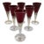 Vintage Mid-Century ModernPolish Ruby Red Art Glass Cordial Glasses Set of 6 Stemware For Sale