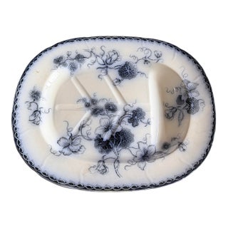 Antique Staffordshire Aesthetic Period Flow Mulberry "Aliwal" Pattern Tree in the Well Meat Platter, Circa 1870 For Sale