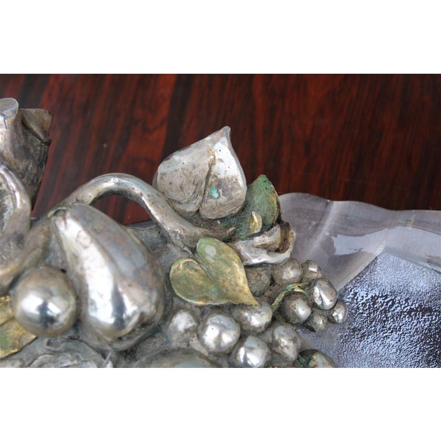 Large Crystal and Silver-Plated Metal Tray, 1970s For Sale - Image 11 of 13