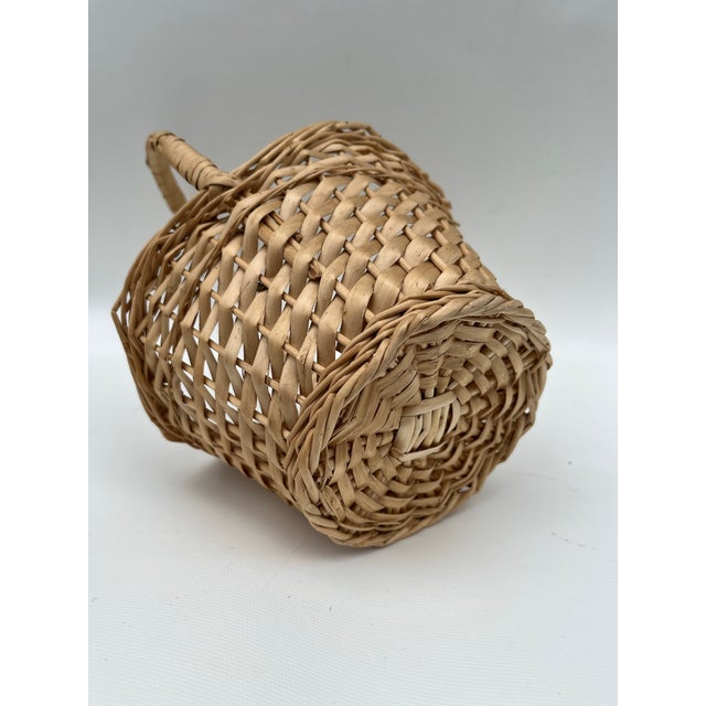 Brown Vintage Round Handle Basket For Sale - Image 8 of 8