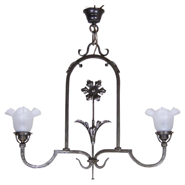 Forged Two-Armed Chandelier in Iron, 1900s For Sale - Image 10 of 10