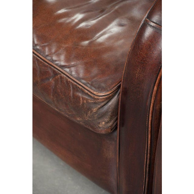 Dark Cognac-Colored Sheepskin Armchairs, Set of 2 For Sale - Image 15 of 16