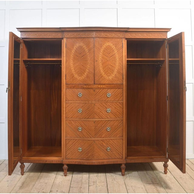 Satinwood Compact Wardrobe, 1890s For Sale - Image 4 of 17