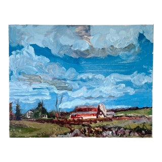 Farm House Landscape Oil on Canvas. By Hans Petrich For Sale