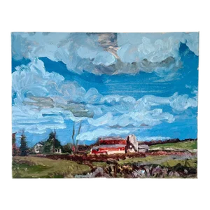 Farm House Landscape Oil on Canvas. By Hans Petrich