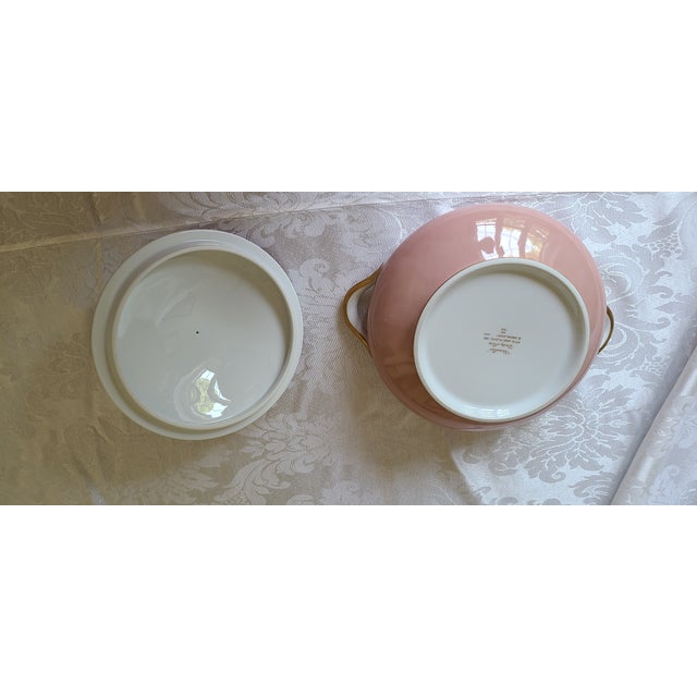 Fitz and Floyd Late 20th Century Fitz & Floyd "Versailles" Dusty Rose Round Covered Vegetable For Sale - Image 4 of 5