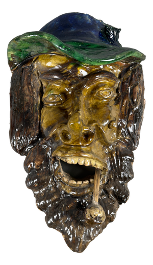 Antique Calabrian Majolica Terracotta Wall Mask, 20th Century