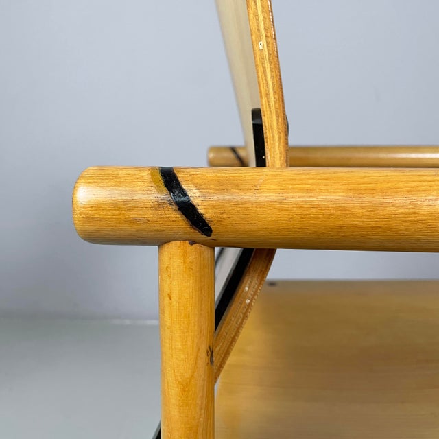 Italian Modern Chairs with Armrests in Wood and Black Metal, 1970s, Set of 2 For Sale - Image 14 of 18