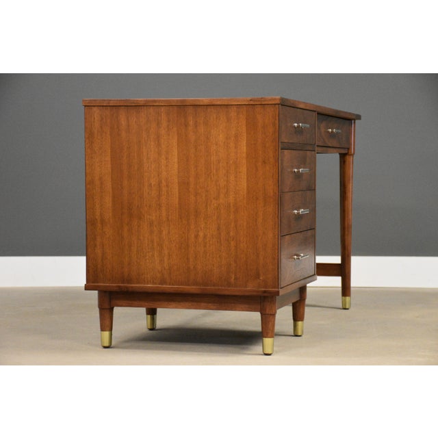 Wood 1960s Refinished Walnut Mid Century Desk by Drexel Biscayne For Sale - Image 7 of 11