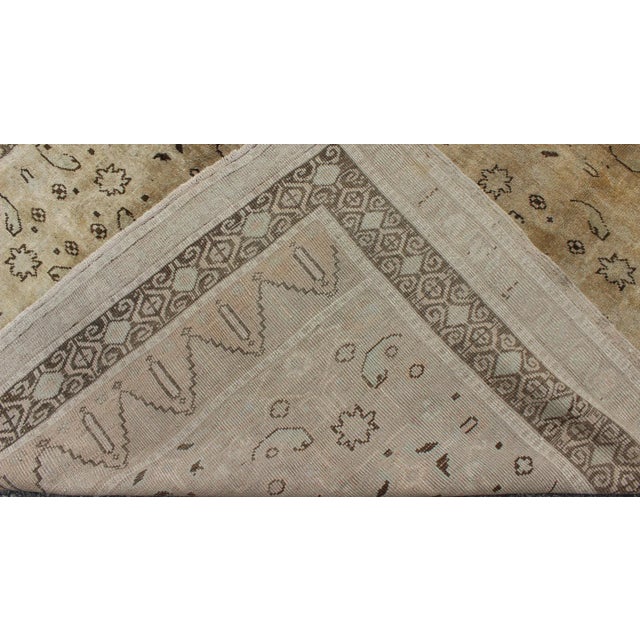 Cream Unique Turkish Oushak With Overall Design in Cream, Gray and Brown Highlights For Sale - Image 8 of 9