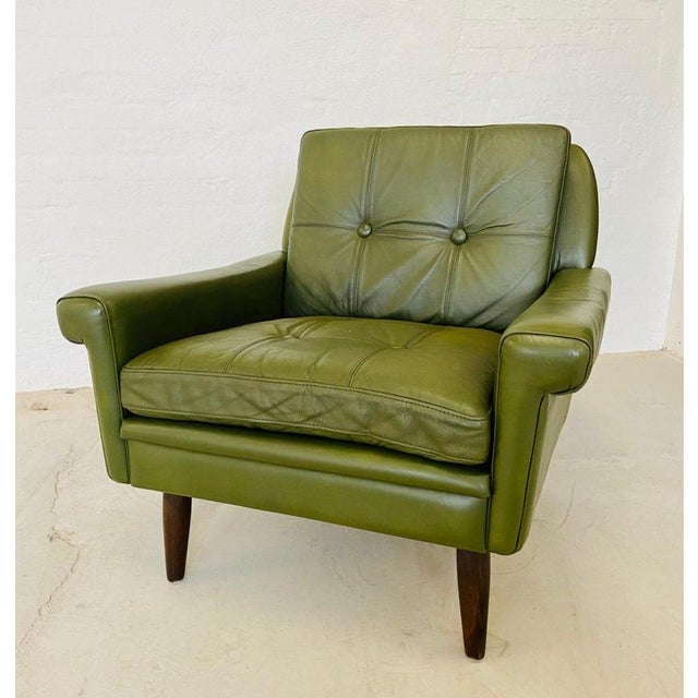Gold Vintage Danish Olive Green Lounge Chair by Svend Skipper, 1960s For Sale - Image 8 of 13