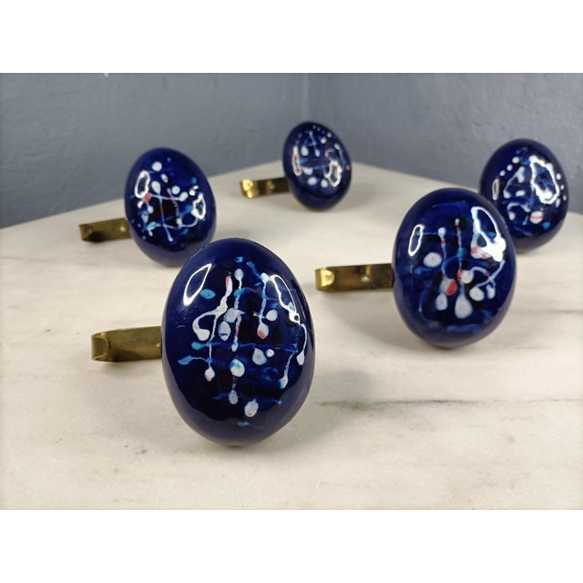 1950s Brass and Enameled Iron Hangers by Victor Cerrato for Home, 1950s, Set of 5 For Sale - Image 5 of 6